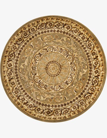 Light Green Classic Aubusson Round Rug