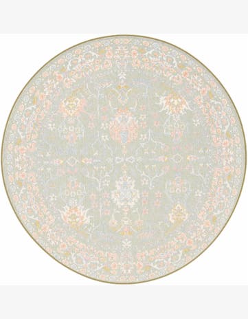 Light Green Kamala Washable Round Rug