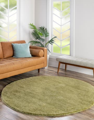 7' 10 x 7' 10 Solid Frieze Round Rug