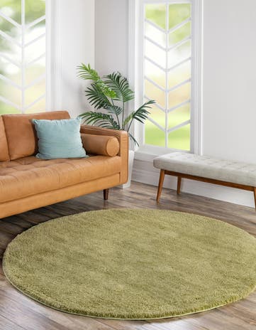 7' 10 x 7' 10 Solid Frieze Round Rug