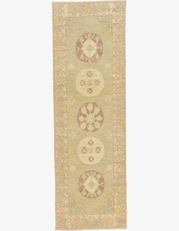 3' x 9' 4 Hand Knotted Khotan Ziegler Oriental Runner Rug