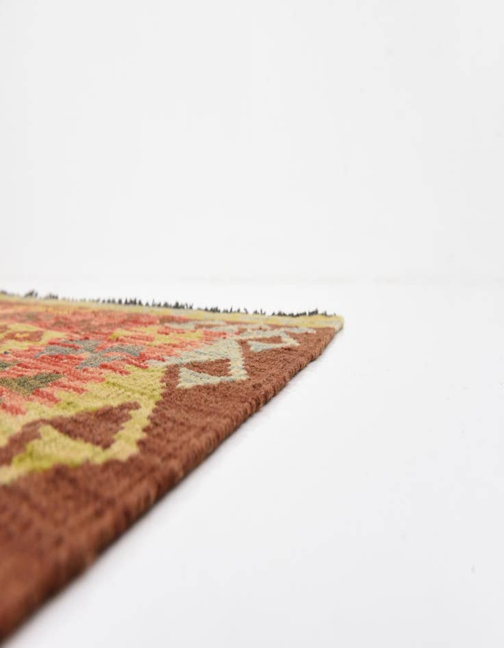 Detail image of 3' 2 x 6' 9  Hand Woven Kilim Maymana Wool Runner Rug