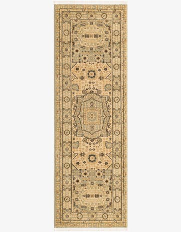 Light Green Mamluk Runner Rug