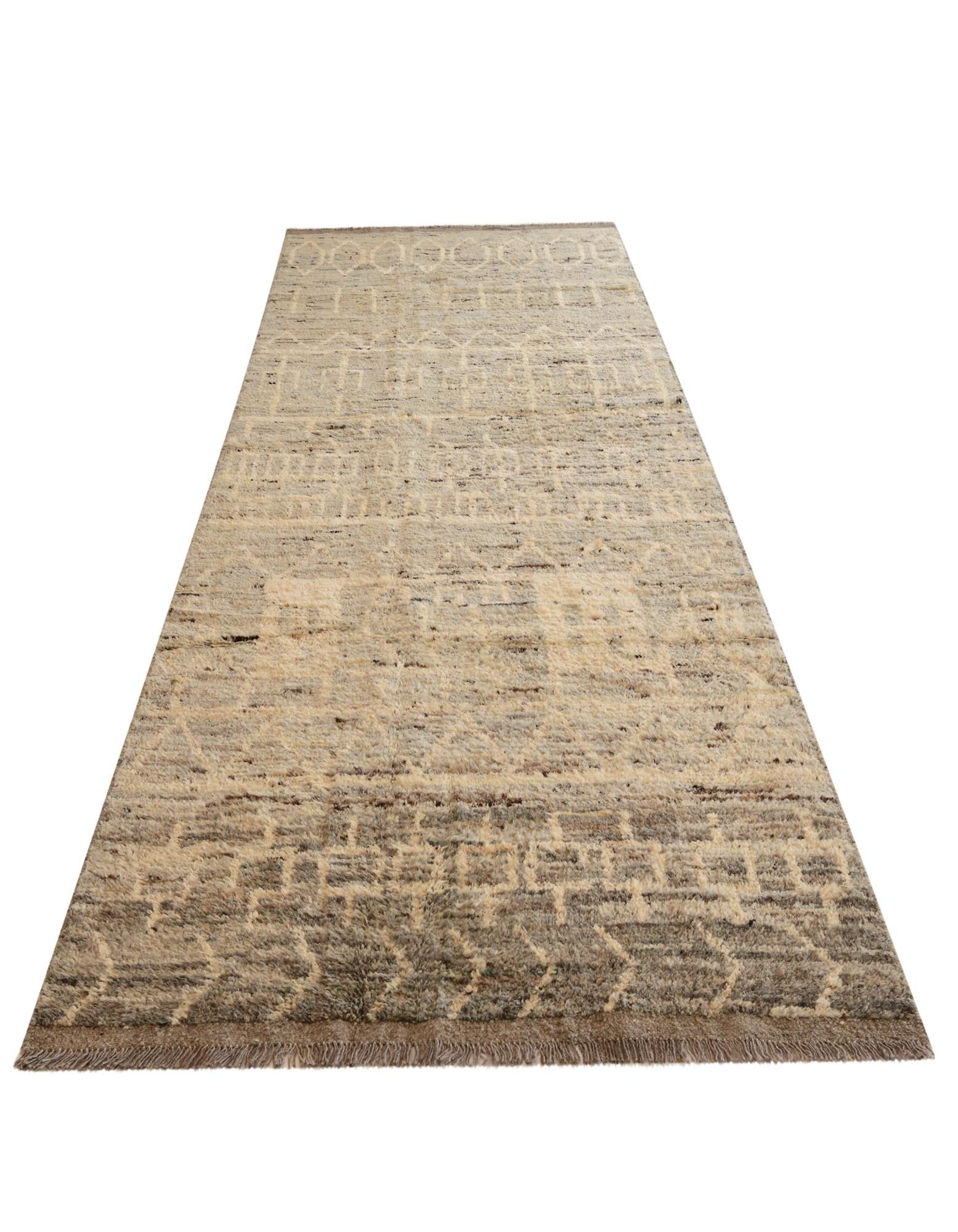 4' x 13' 10 Hand Knotted Moroccan Wool Runner Rug