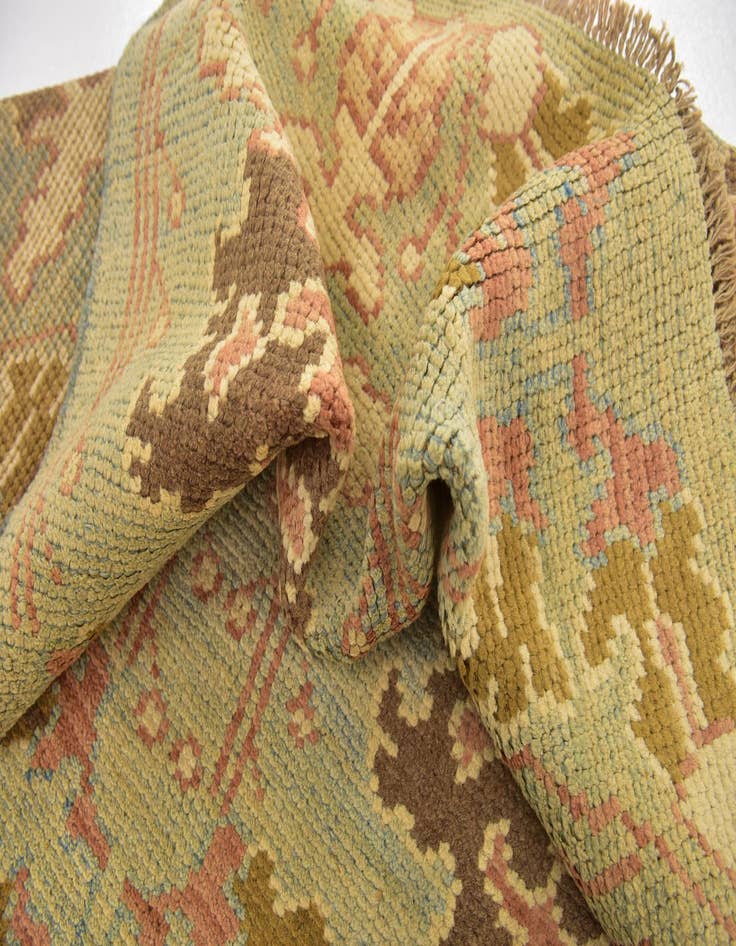 Detail image of 4' 5 x 8' 7 Hand Knotted Oushak Wool Runner Rug