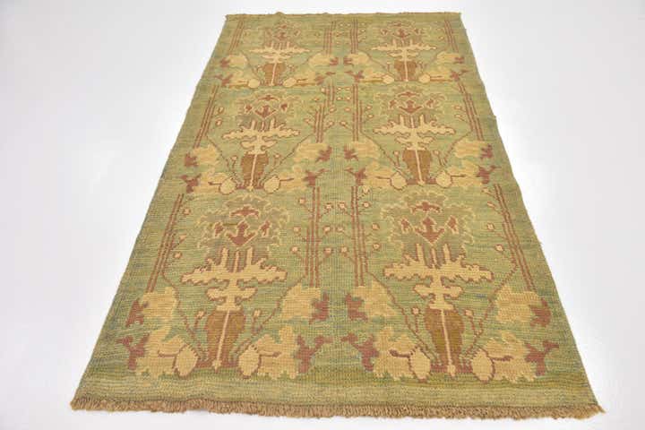 4' 5 x 7' 7 Hand Knotted Oushak Wool Runner Rug