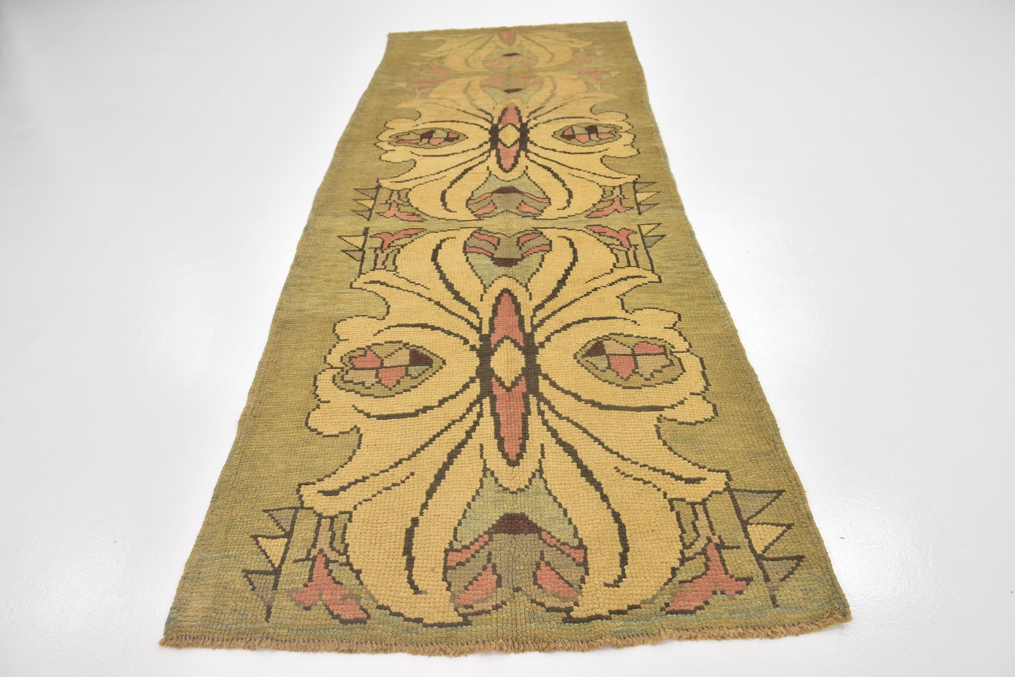 4' 2 x 11' 5 Hand Knotted Oushak Wool Runner Rug