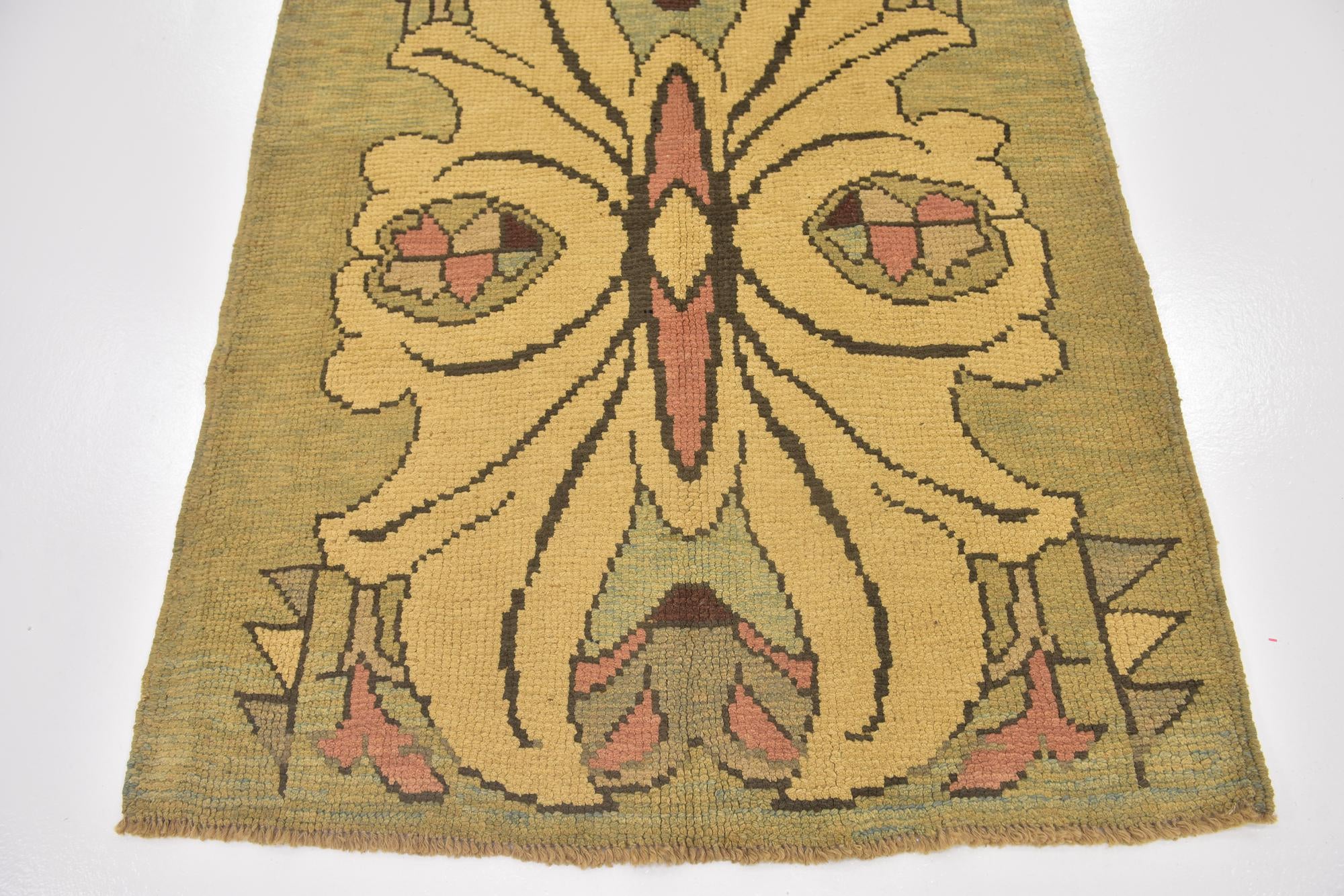 4' 2 x 11' 5 Hand Knotted Oushak Wool Runner Rug
