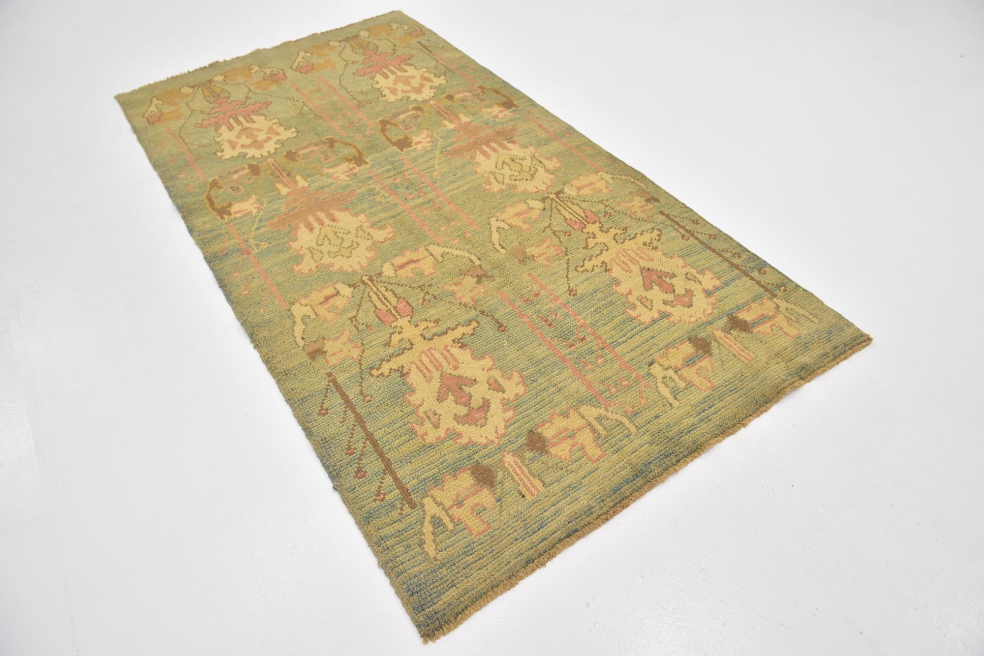 4' 3 x 8' 2 Hand Knotted Oushak Wool Runner Rug