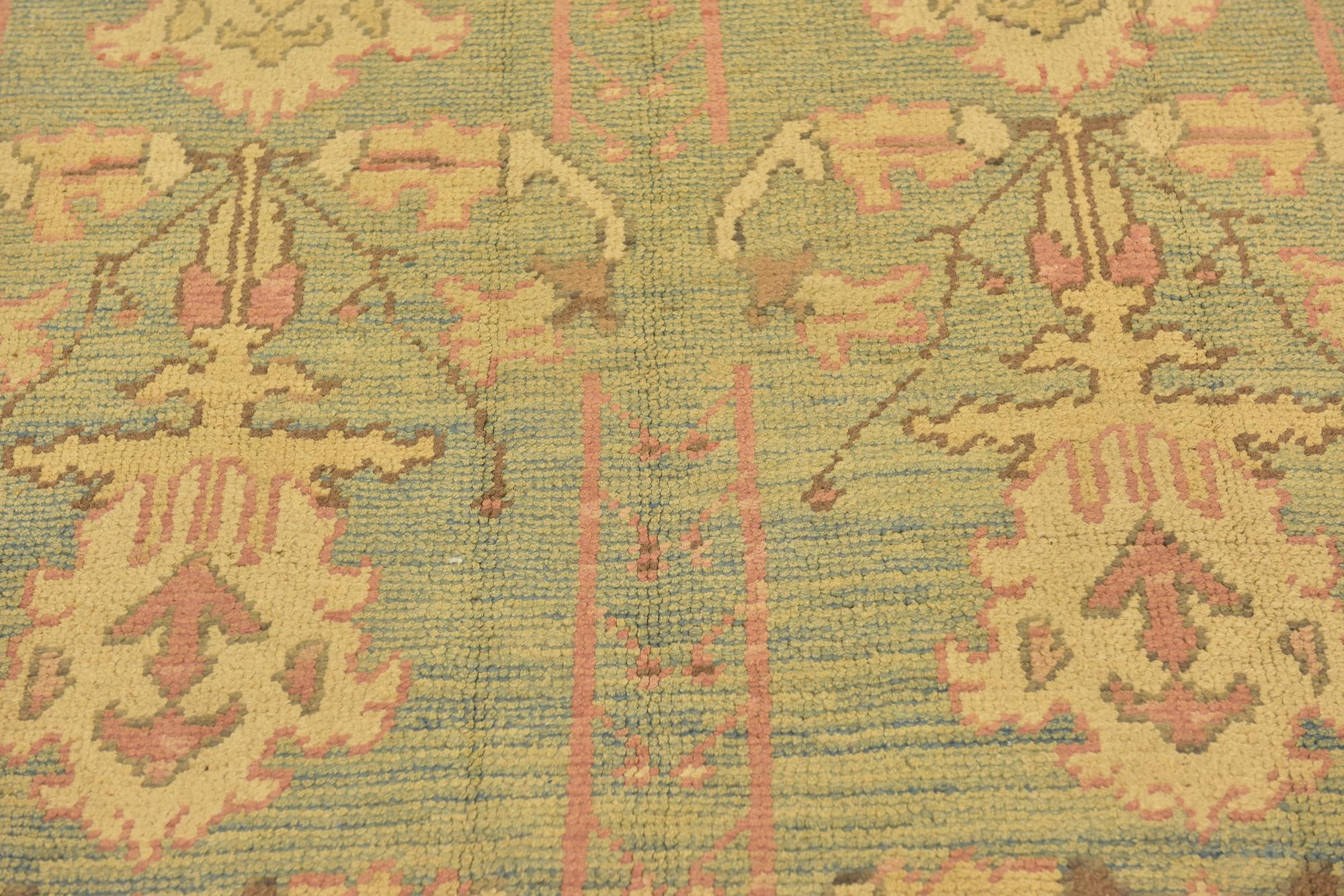 4' 3 x 8' 2 Hand Knotted Oushak Wool Runner Rug