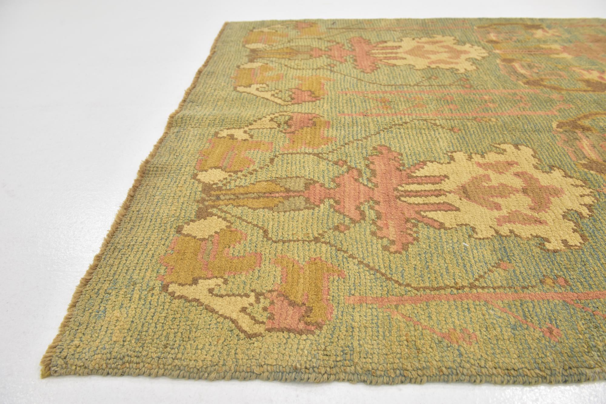 4' 3 x 8' 2 Hand Knotted Oushak Wool Runner Rug