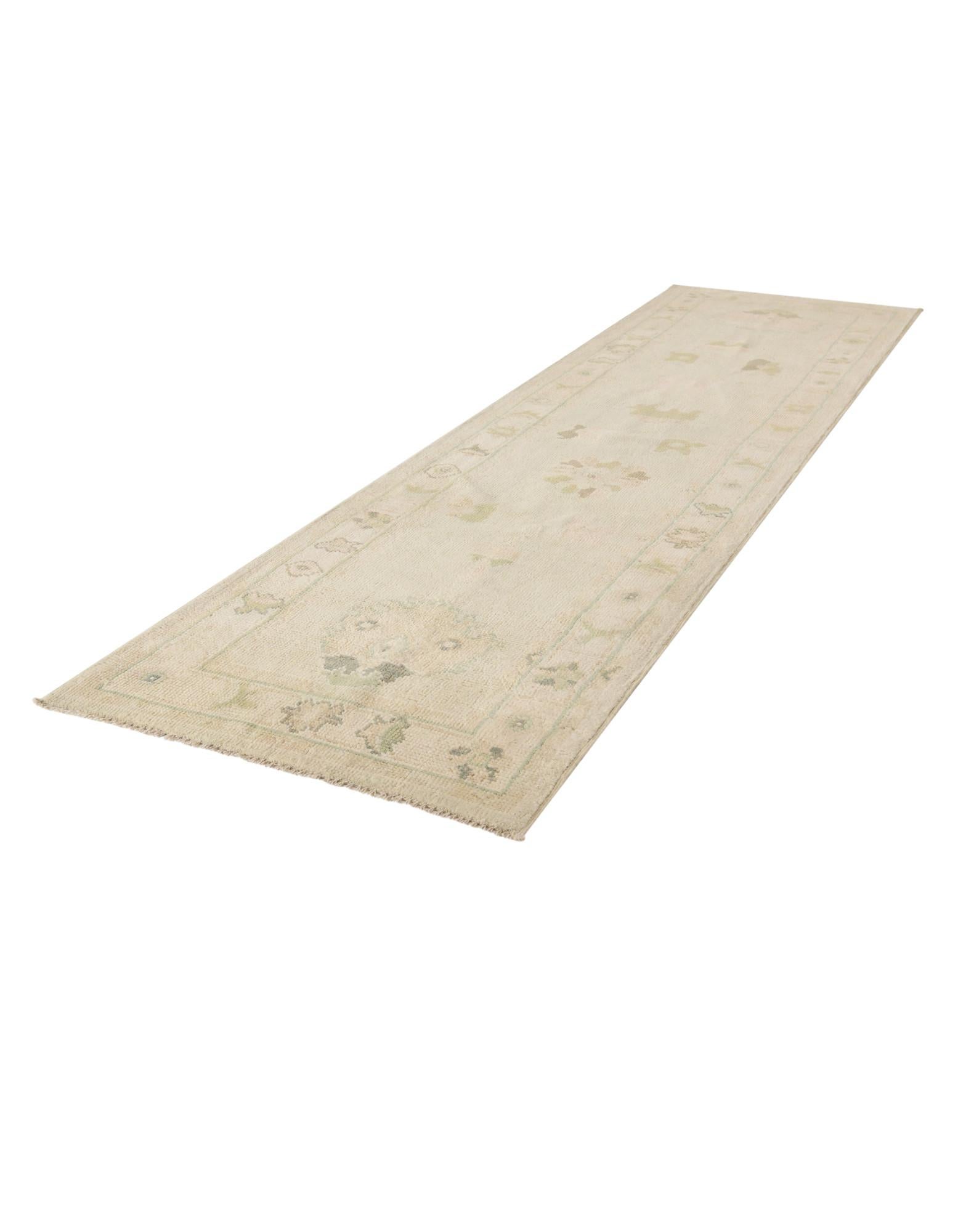 2' 9 x 10' 4 Hand Knotted Oushak Wool Runner Rug