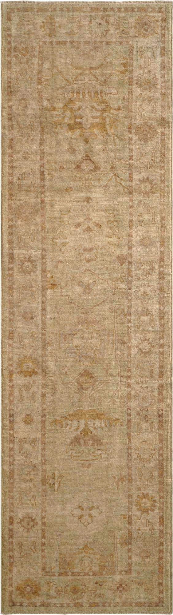 2' 9 x 9' 10 Hand Knotted Oushak Wool Runner Rug