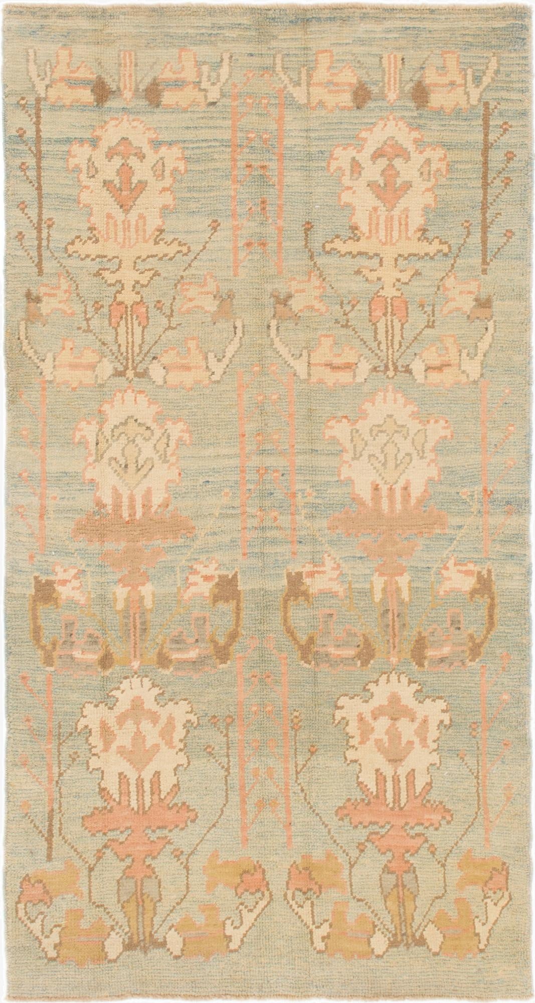 4' 3 x 8' 2  Hand Knotted Oushak Wool Runner Rug