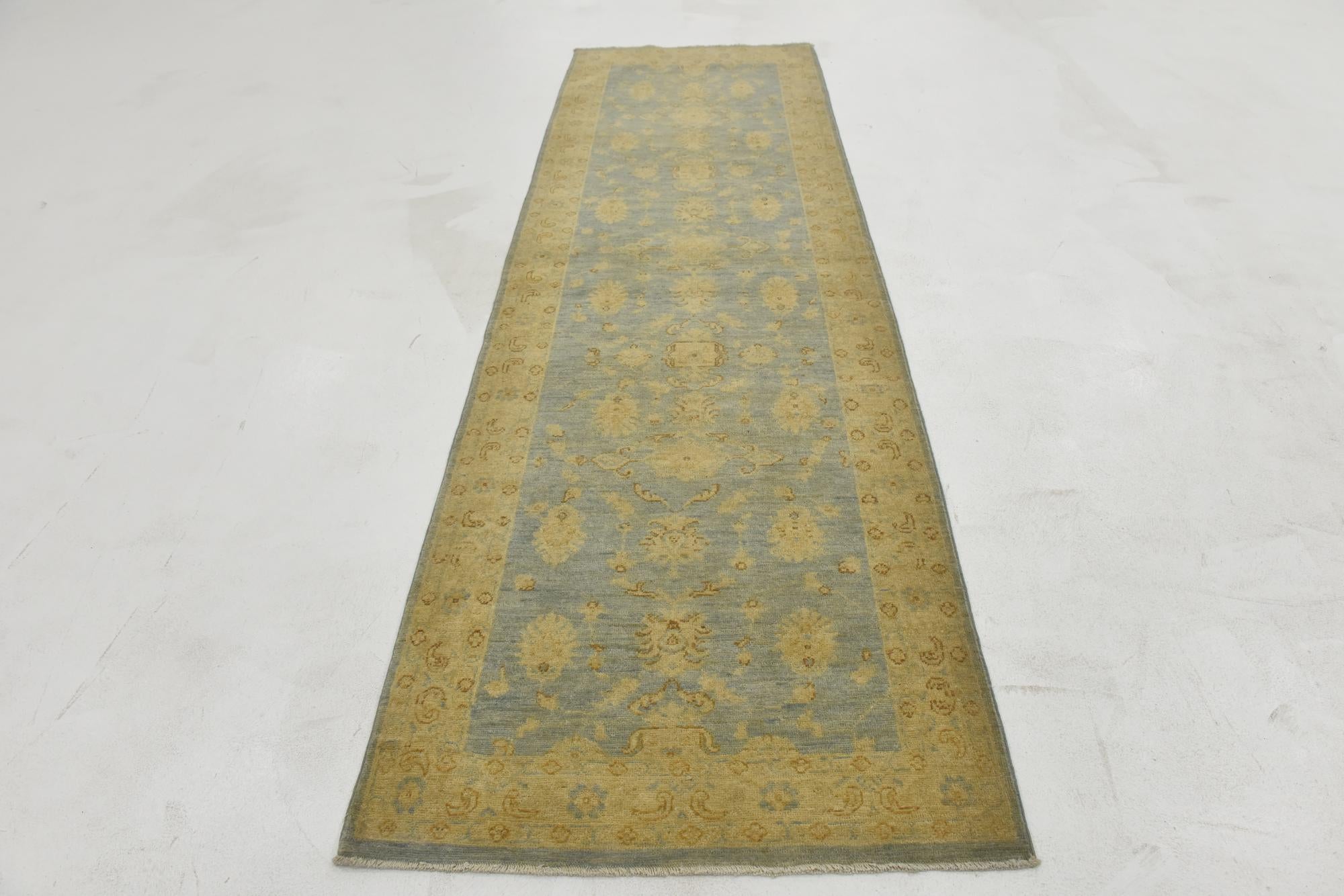 2' 11 x 9' 3 Hand Knotted Peshawar Ziegler Runner Rug