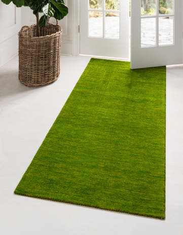 2' 7 x 11' 6 Hand Knotted Solid Gabbeh Wool Runner Rug