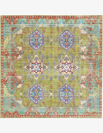 Light Green Aqua Square Rug