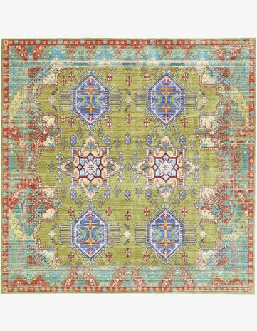 Light Green Aqua Square Rug