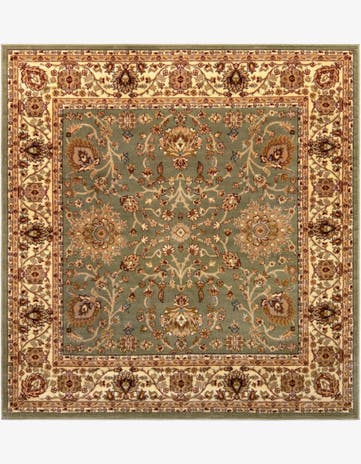 Light Green Classic Agra Square Rug