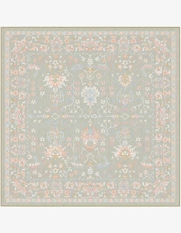 Light Green Kamala Washable Square Rug
