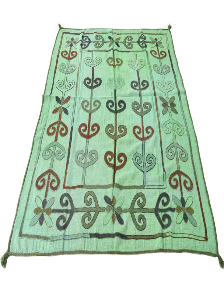 Detail image of 5' 4 x 6'  Hand Woven Kilim Suzani Wool Square Rug