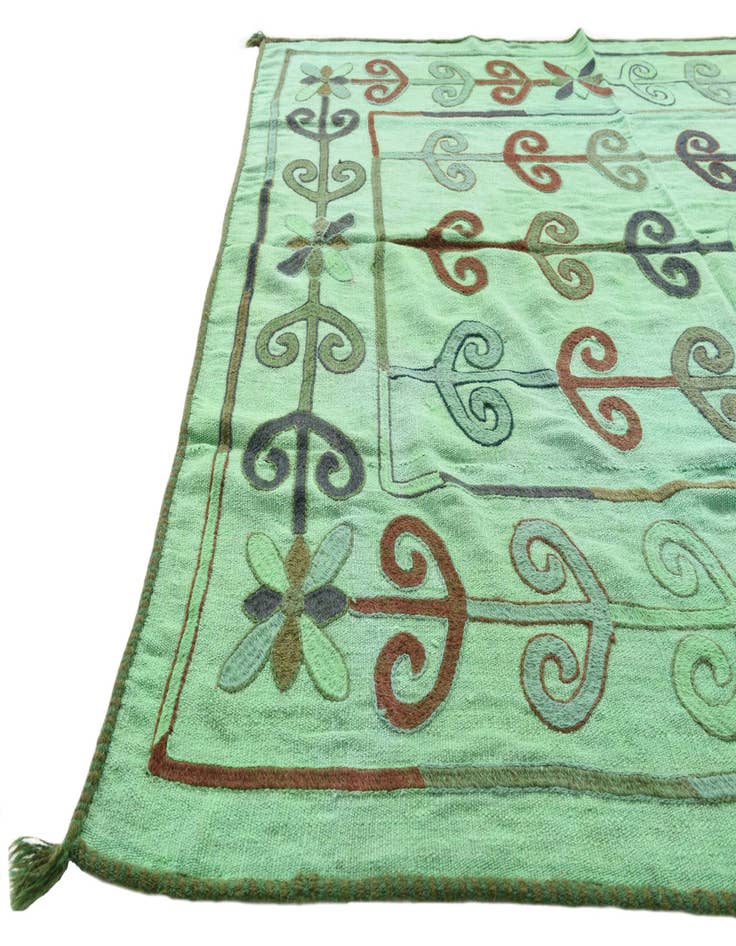 Detail image of 5' 4 x 6'  Hand Woven Kilim Suzani Wool Square Rug