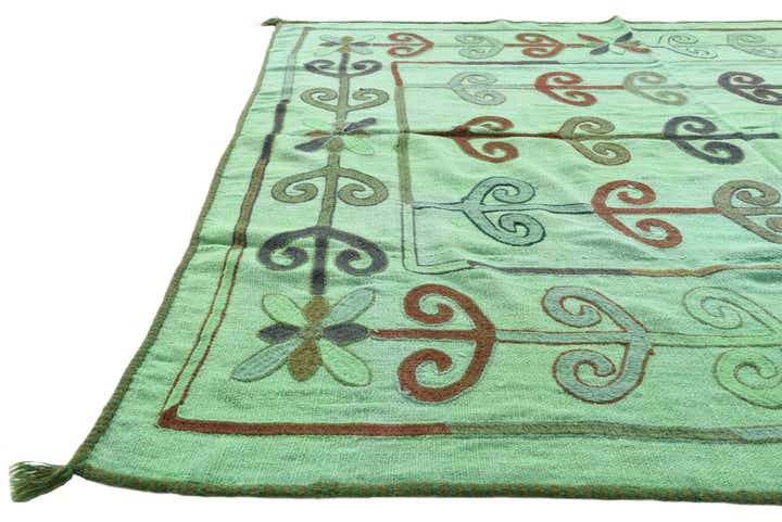 5' 4 x 6' Hand Woven Kilim Suzani Wool Square Rug