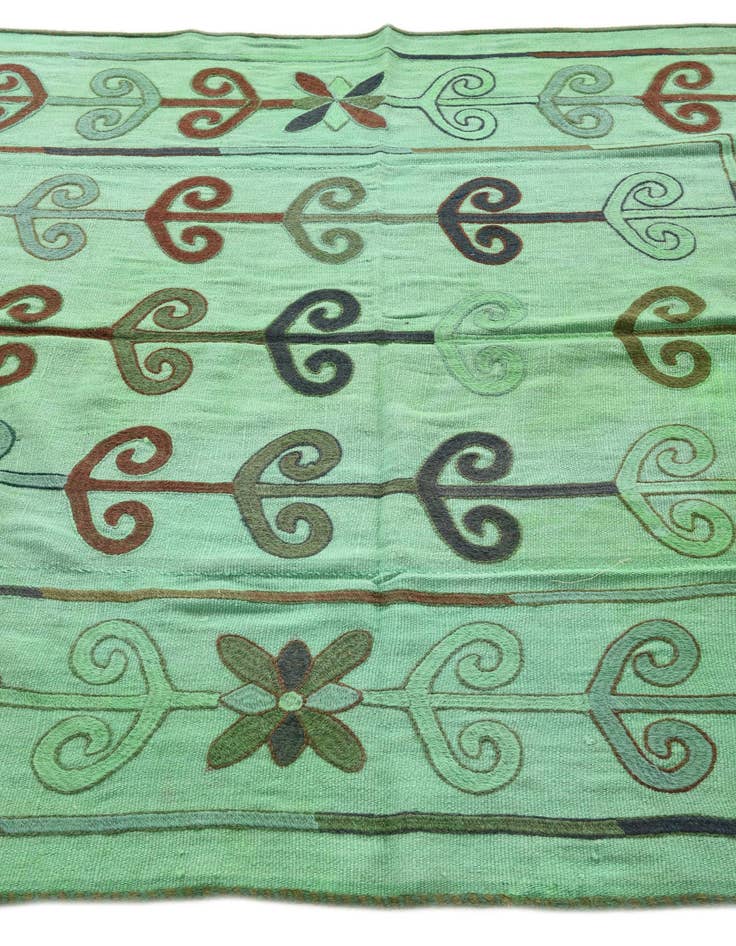 Detail image of 5' 4 x 6'  Hand Woven Kilim Suzani Wool Square Rug