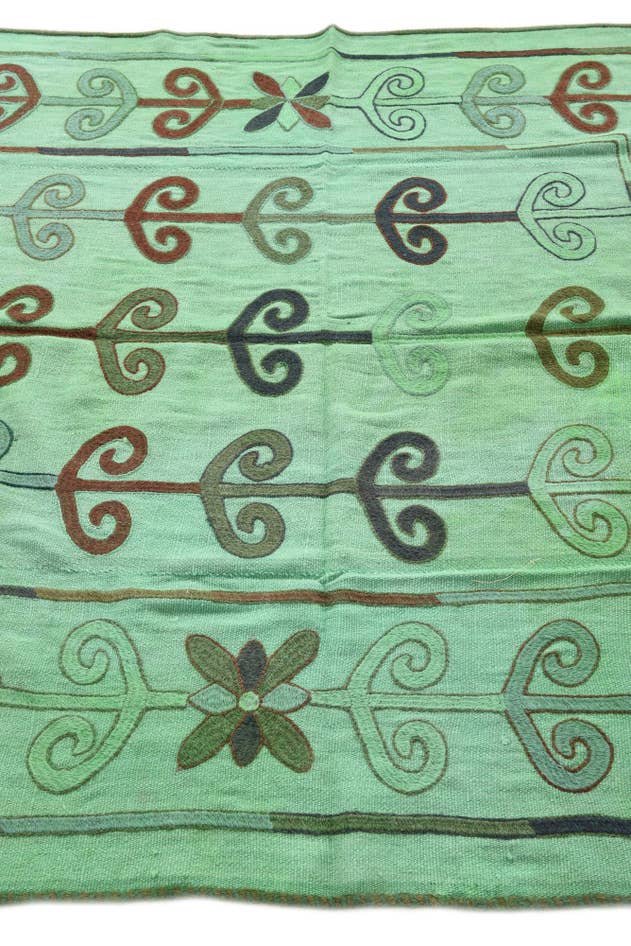 Detail image of 5' 4 x 6' Hand Woven Kilim Suzani Wool Square Rug