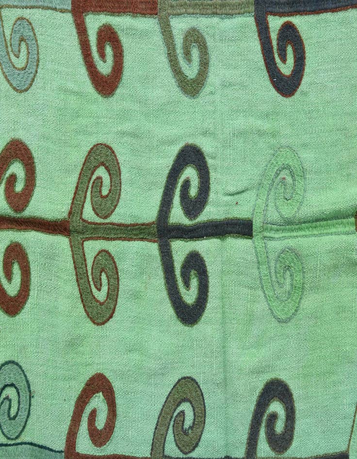 Detail image of 5' 4 x 6'  Hand Woven Kilim Suzani Wool Square Rug