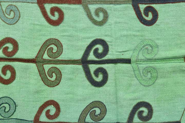 5' 4 x 6' Hand Woven Kilim Suzani Wool Square Rug