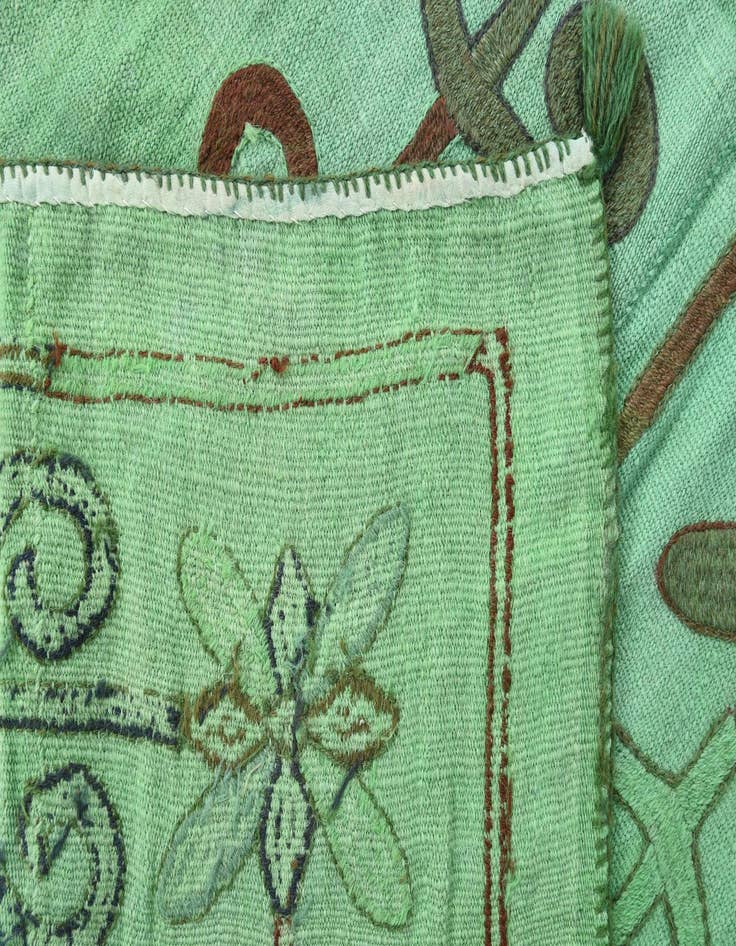 Detail image of 5' 4 x 6'  Hand Woven Kilim Suzani Wool Square Rug