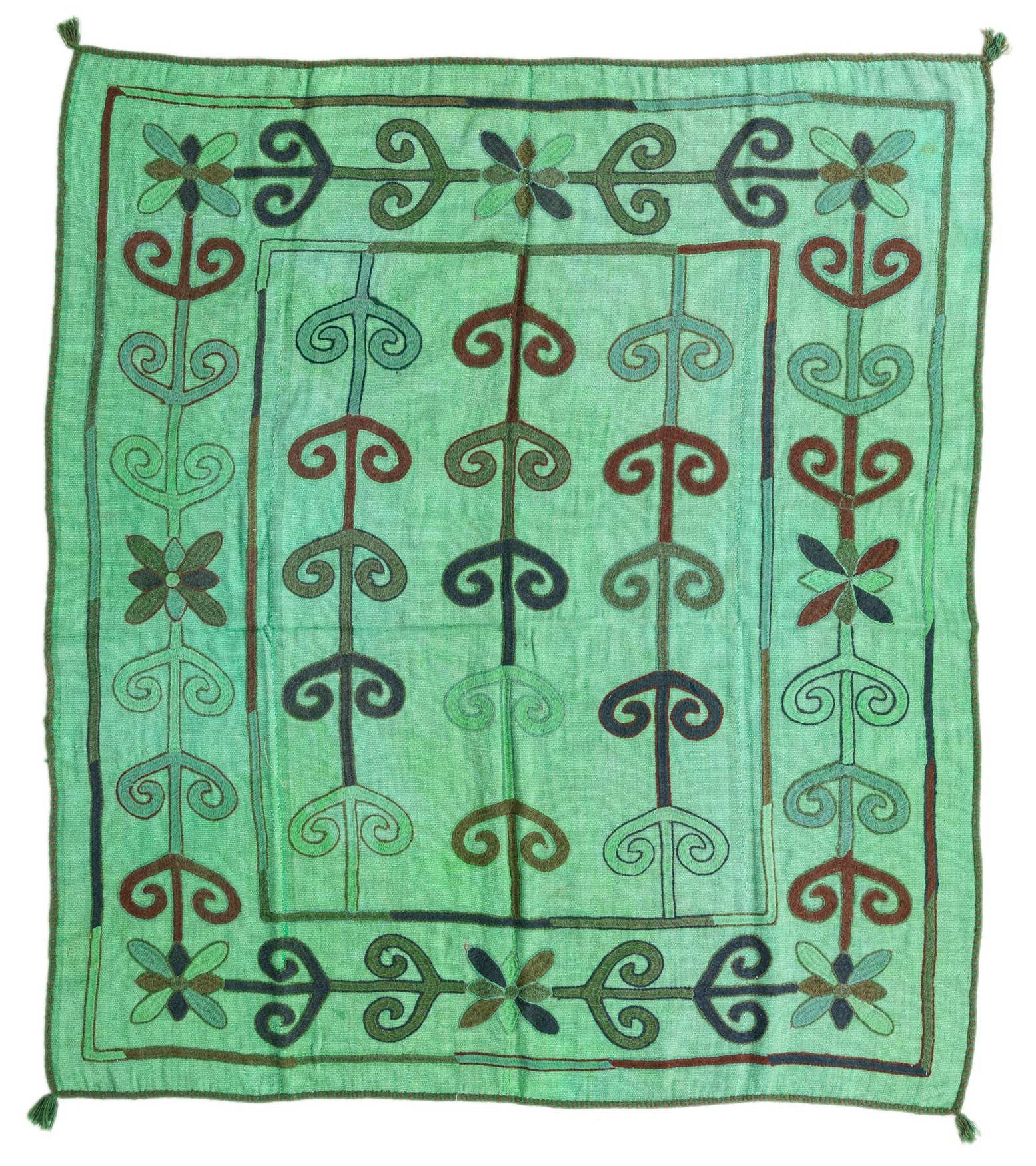 5' 4 x 6' Hand Woven Kilim Suzani Wool Square Rug