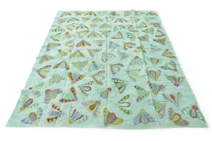 5' 7 x 6' 10 Hand Woven Kilim Suzani Wool Square Rug