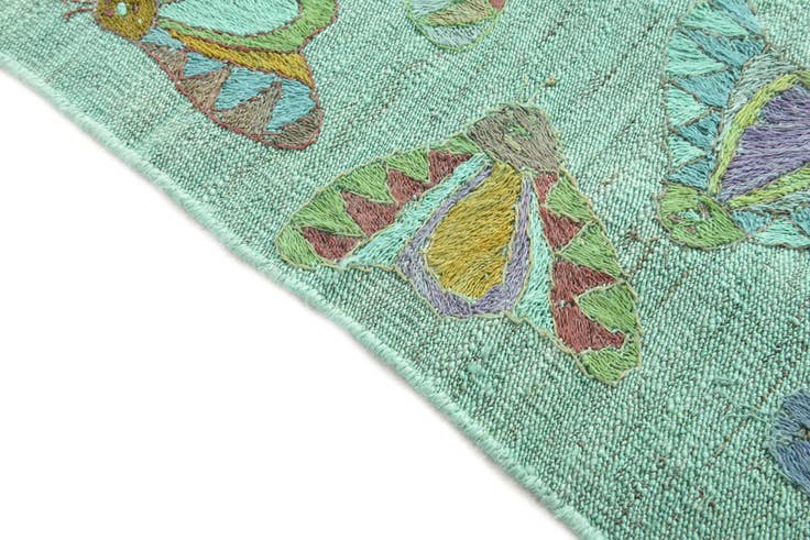 Detail image of 5' 7 x 6' 10 Hand Woven Kilim Suzani Wool Square Rug