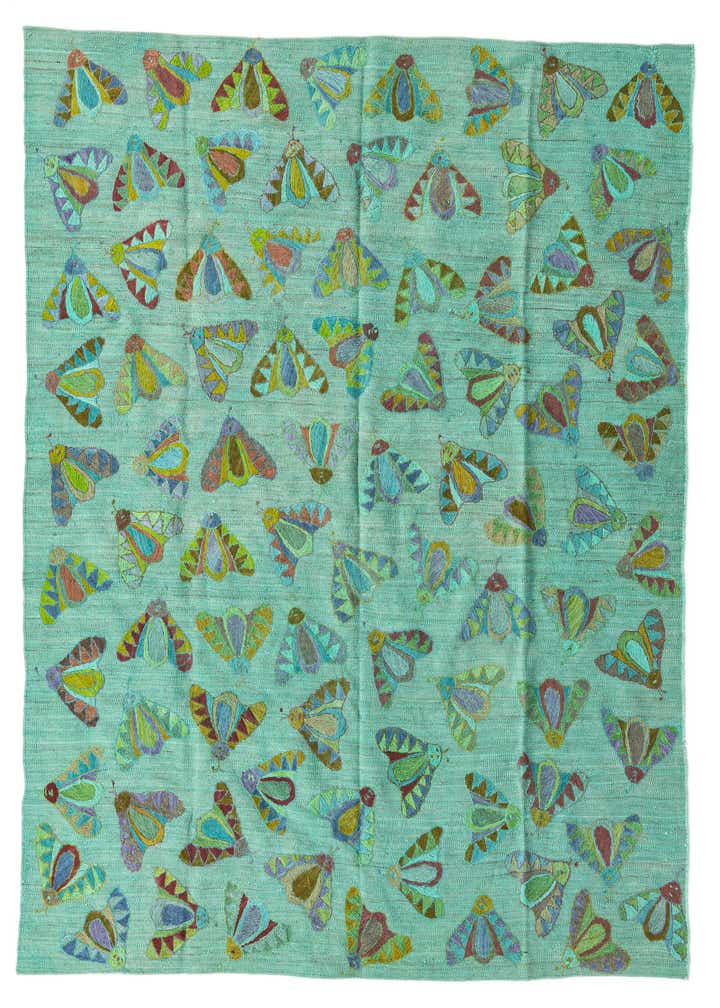 5' 7 x 6' 10 Hand Woven Kilim Suzani Wool Square Rug