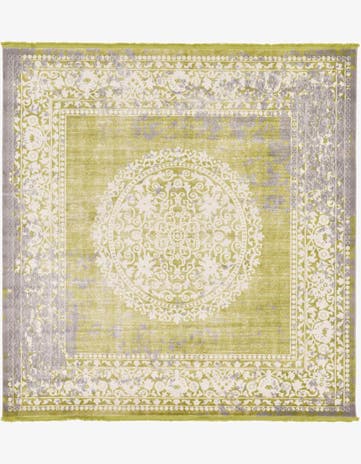 Light Green Modern Classical Square Rug