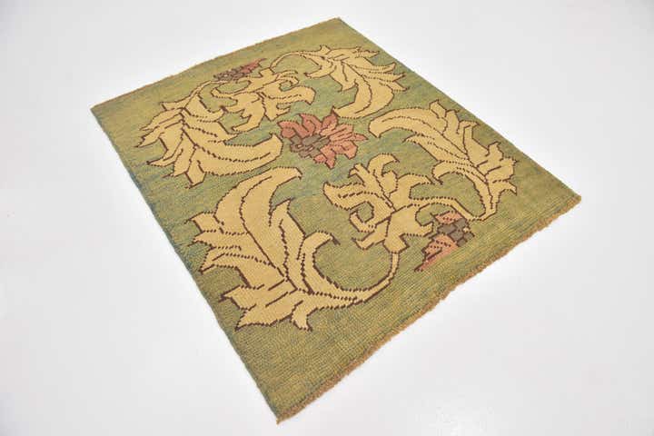 4' 4 x 5' Hand Knotted Oushak Wool Square Rug