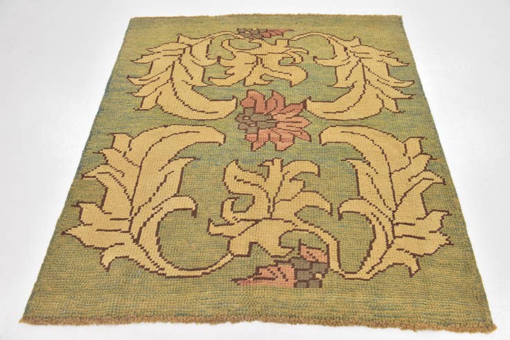Detail image of 4' 4 x 5' Hand Knotted Oushak Wool Square Rug