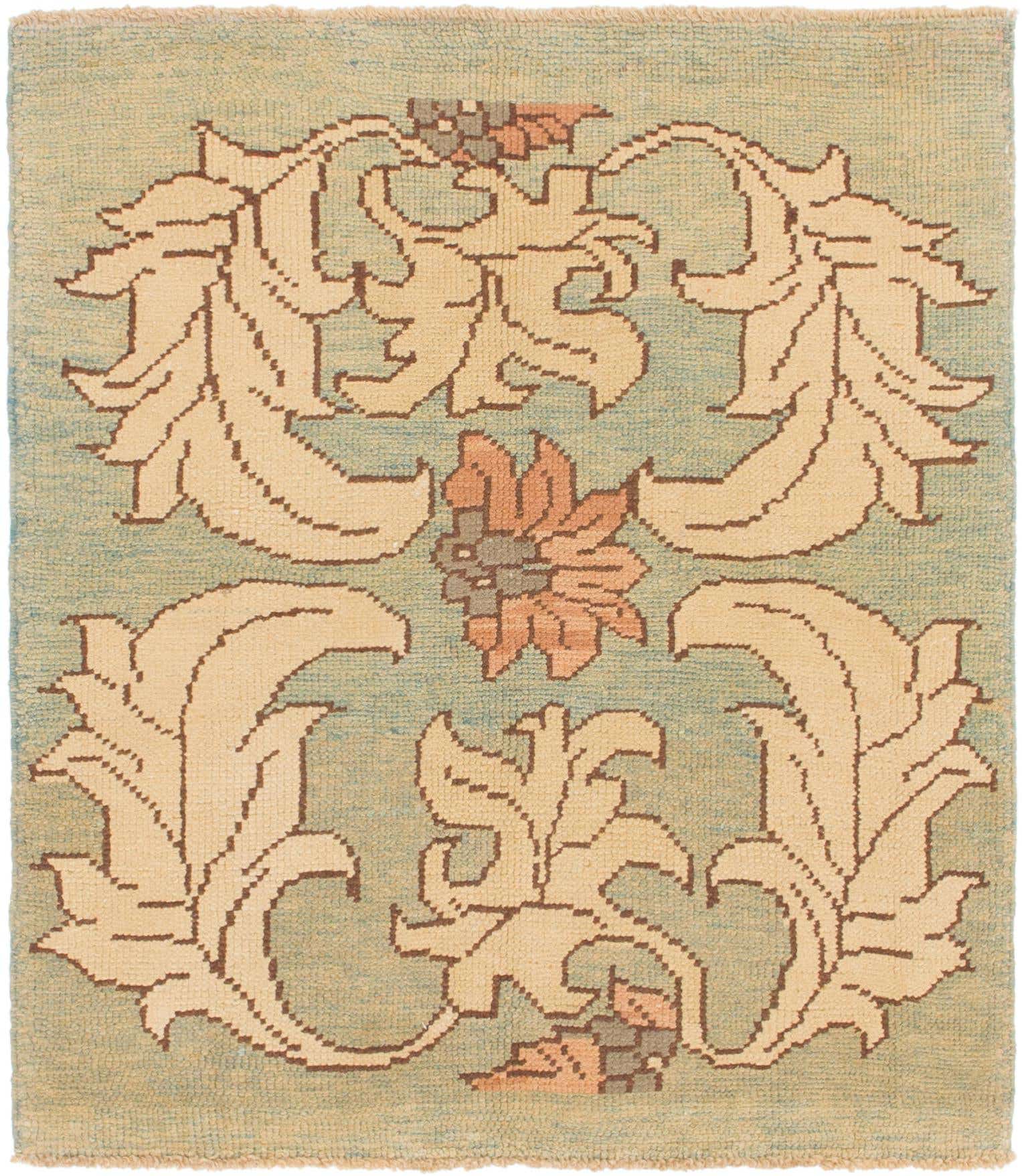 4' 4 x 5' Hand Knotted Oushak Wool Square Rug