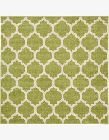 Light Green Trellis Square Rug