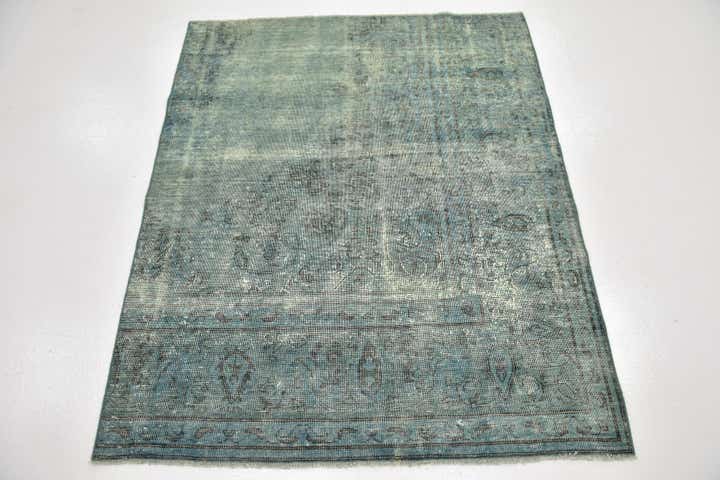 4' x 4' 10 Hand Knotted Ultra Vintage Persian Wool Square Rug