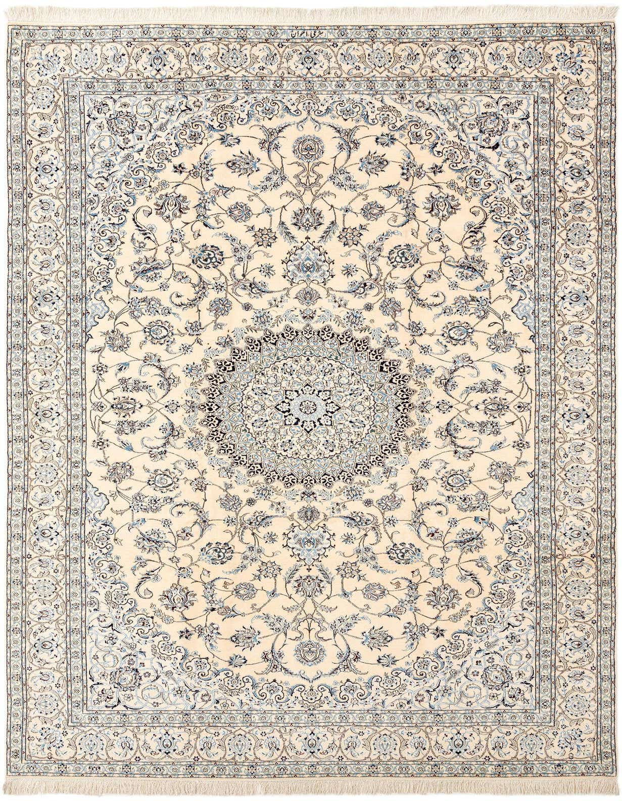 6' 8 x 10' 6 Hand Knotted Nain Rug
