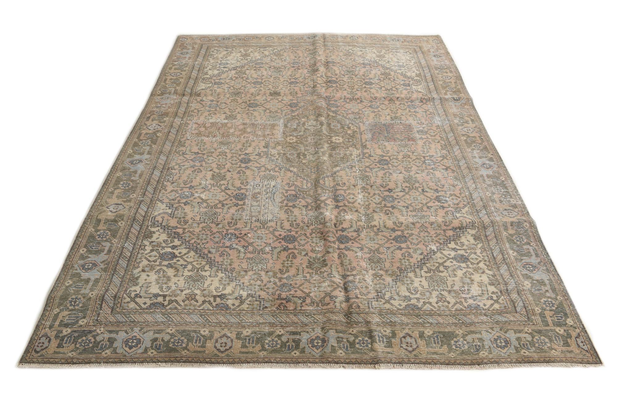 6' 7 x 9' 4 Hand Knotted Ultra Vintage Persian Wool Rug