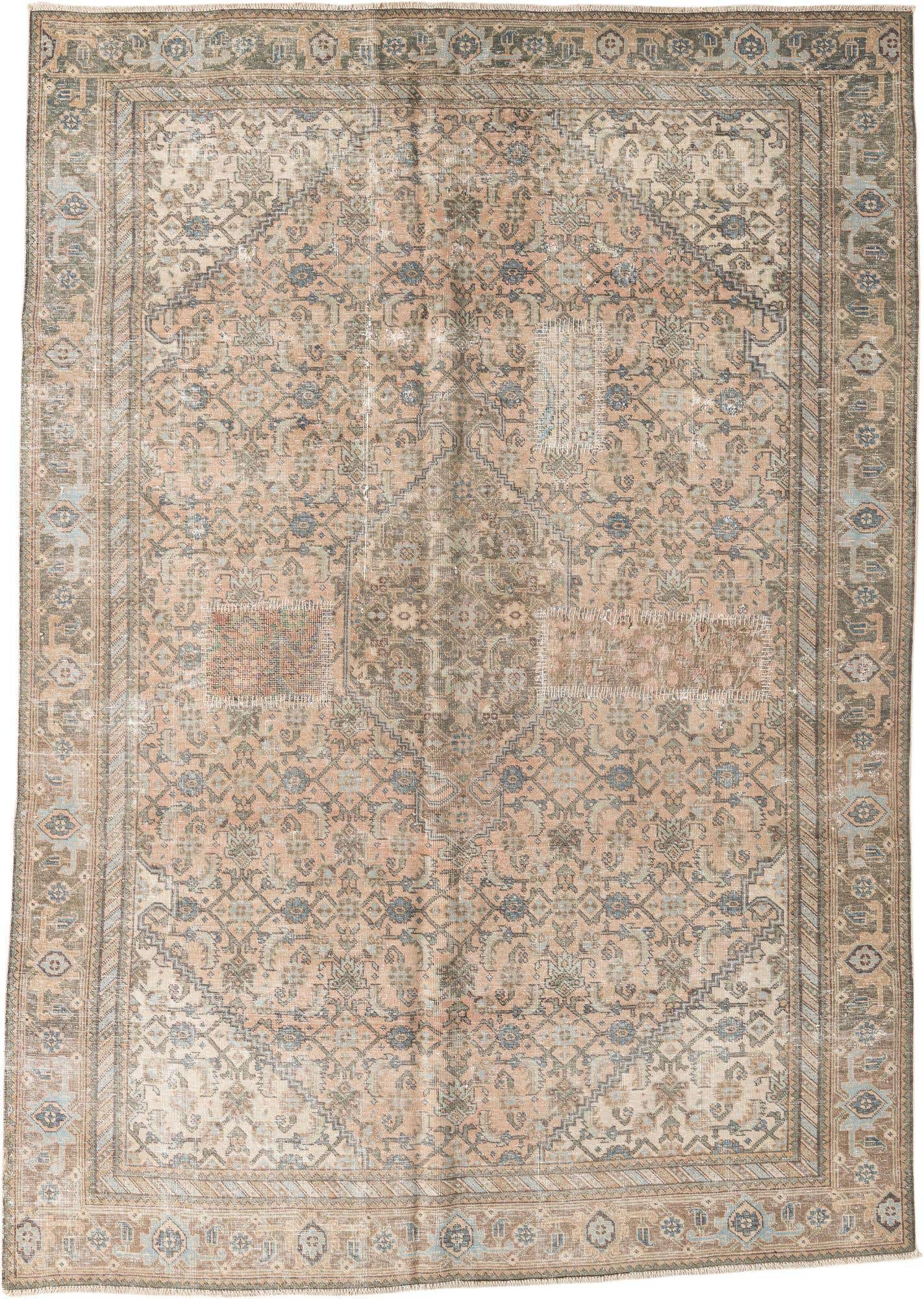 6' 7 x 9' 4 Hand Knotted Ultra Vintage Persian Wool Rug