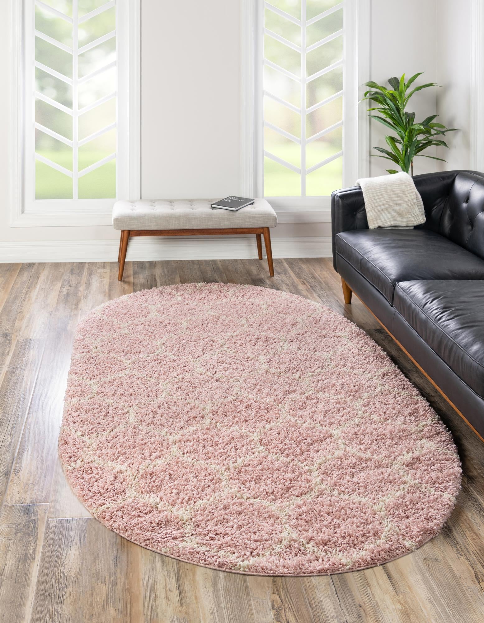 4' x 6' Trellis Shag Oval Rug