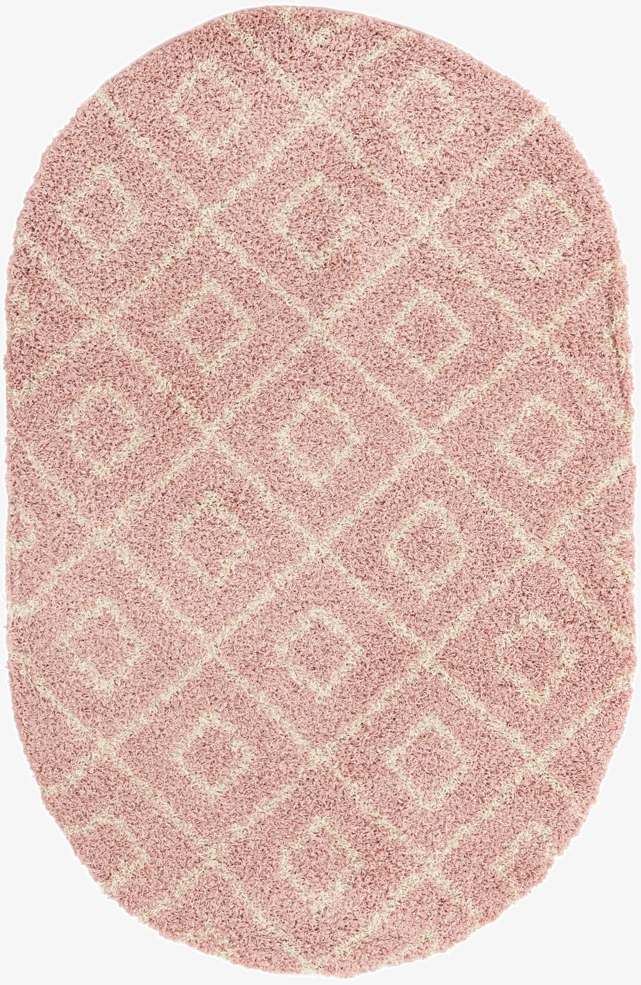 5' 3 x 8' Trellis Shag Oval Rug