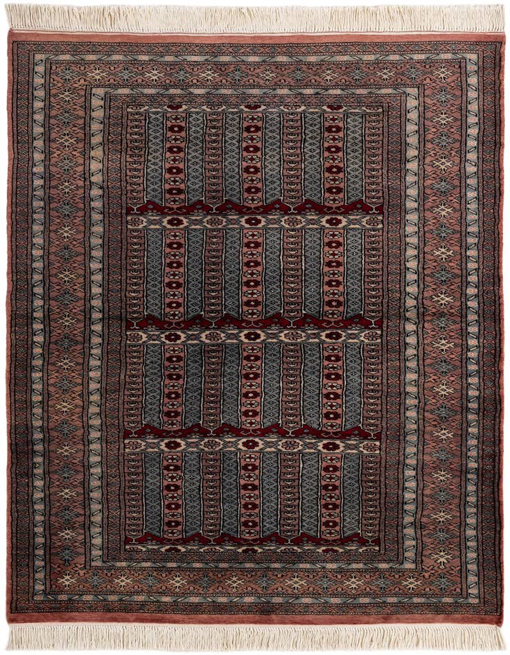 Detail image of 4' 2 x 6' 3 Hand Knotted Bokhara Oriental Wool Rug