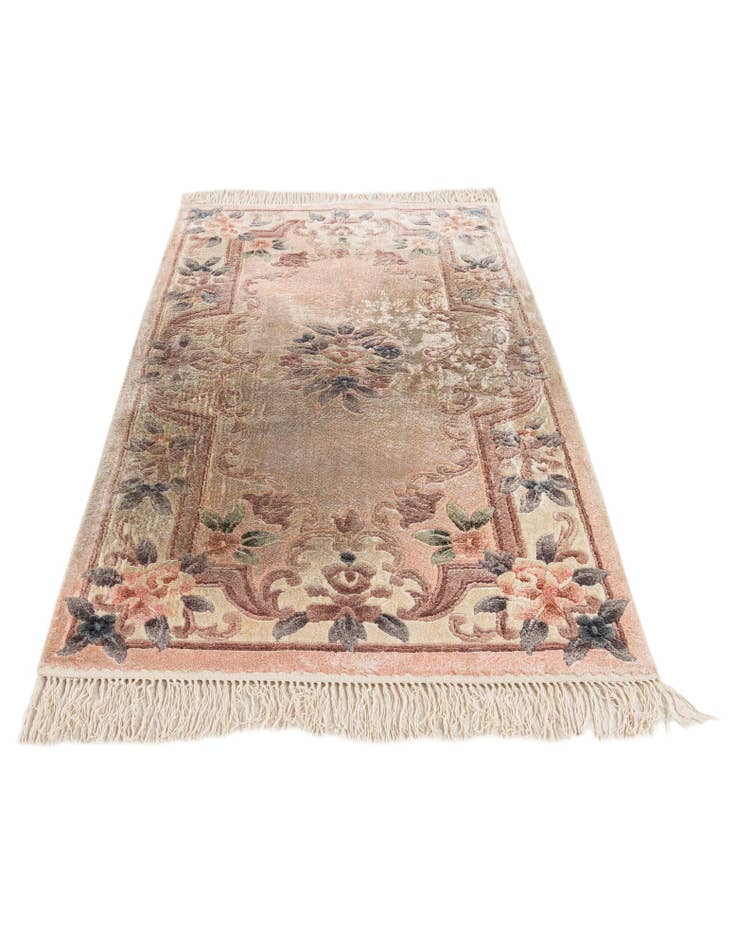 Detail image of 2' 4 x 4' Hand Knotted Carved Pekin Rug