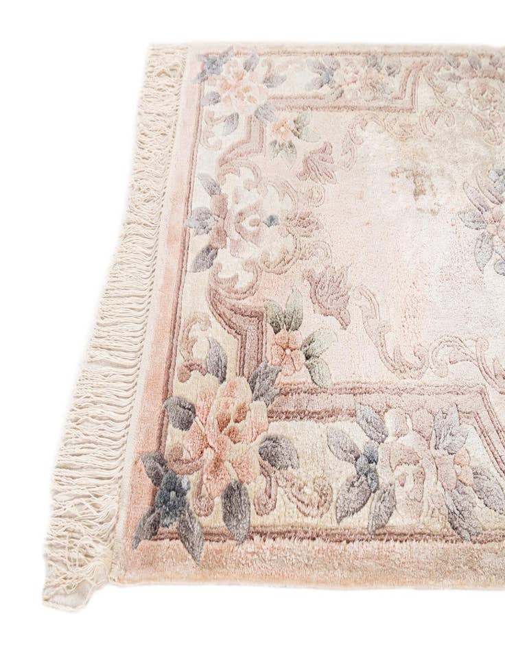 Detail image of 2' 4 x 4' Hand Knotted Carved Pekin Rug